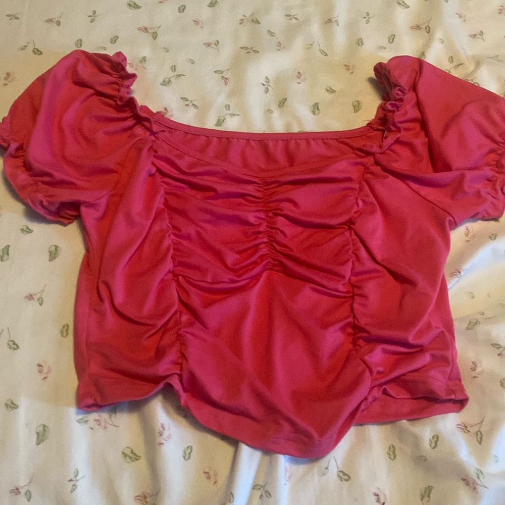 Pink cinched blouse